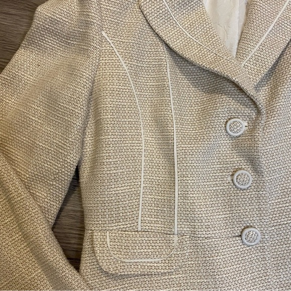 Antonio Melani Structured Tweed Blazer - size 10 - tan/ cream - Picture 6 of 7